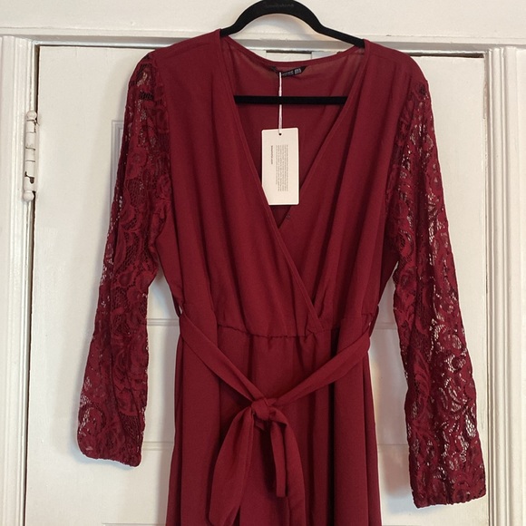 NWT Bloomchic Surplice Maxi Dress with Lace Sleeves - Picture 4 of 6